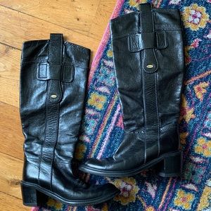 Chloe knee high leather moto boots